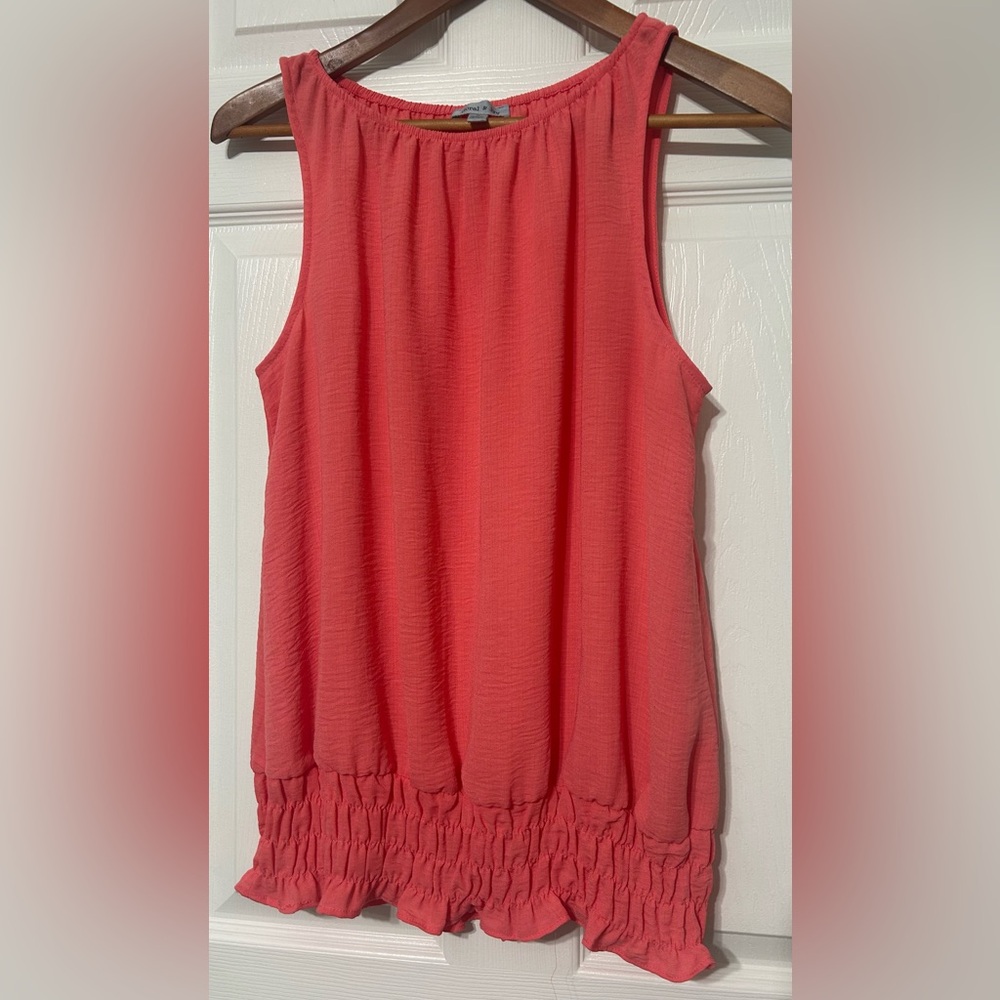 Floral & Ivy Women’s Coral Peach Sleeveless Blouse Top Size M